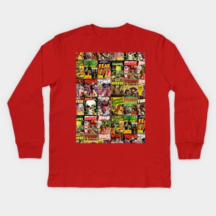 Creepy Comic Collage Kids Long Sleeve T-Shirt